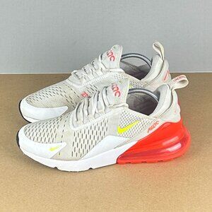 Nike Air Max 270 White Volt Bright Crimson Athletic Shoes Womens 9 Low Top